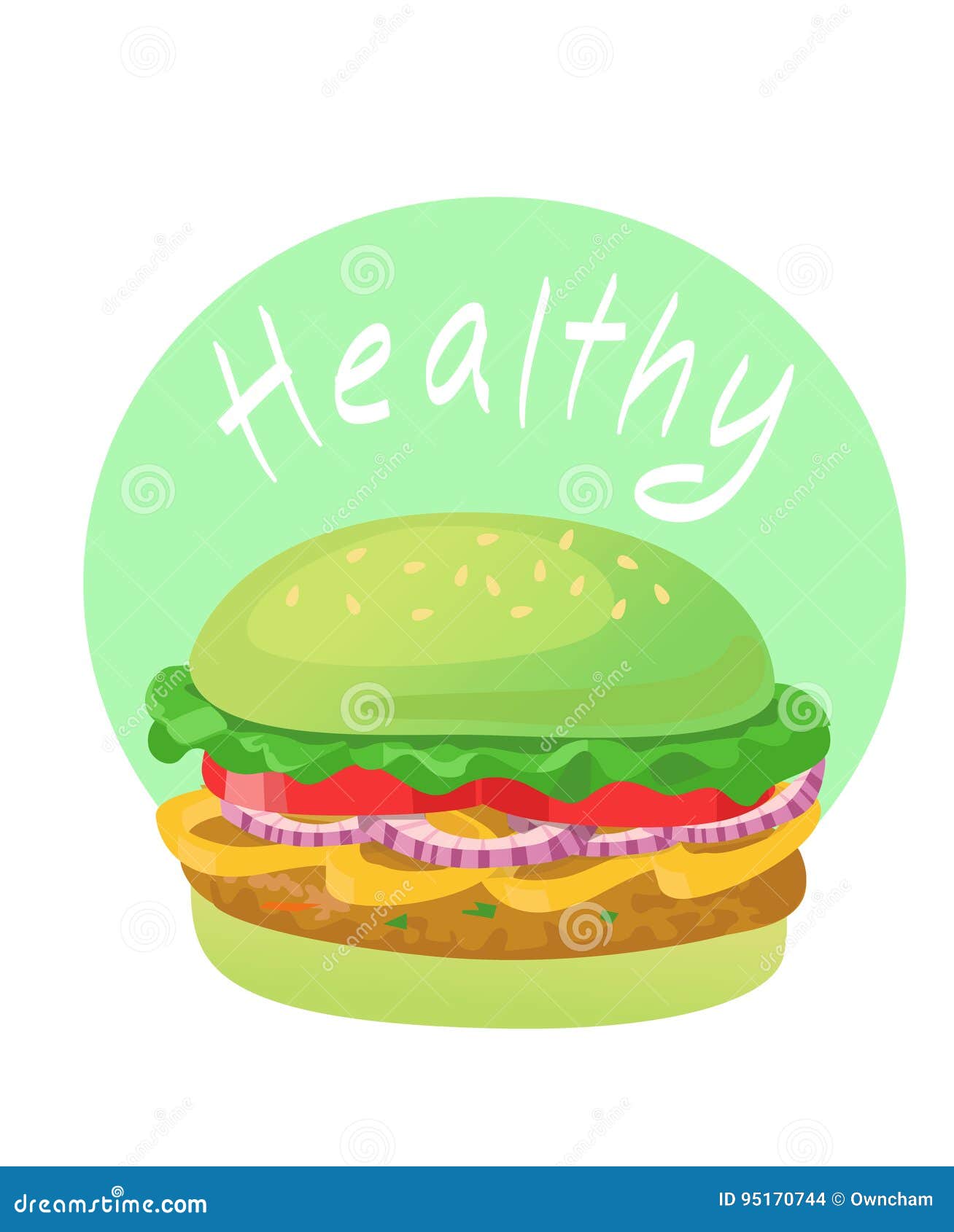Healthy Food. Green Vegetable Burger Stock Vector Illustration of