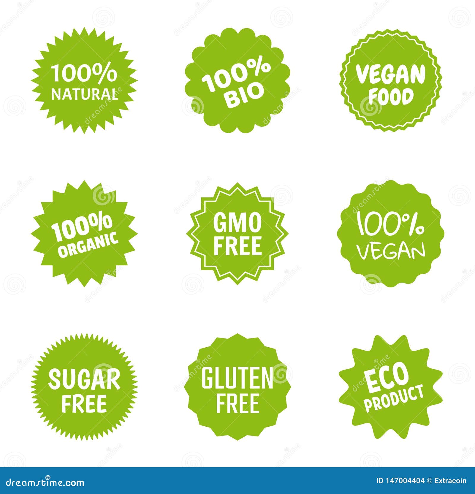 Healthy Food Icon Set, Natural Product Labels, Organic Tags for