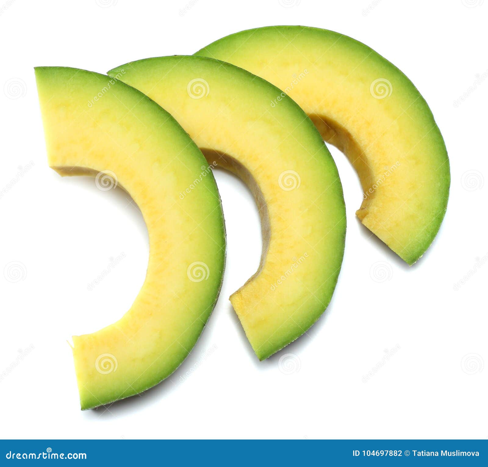 healthy food. sliced avocado on white background. top view