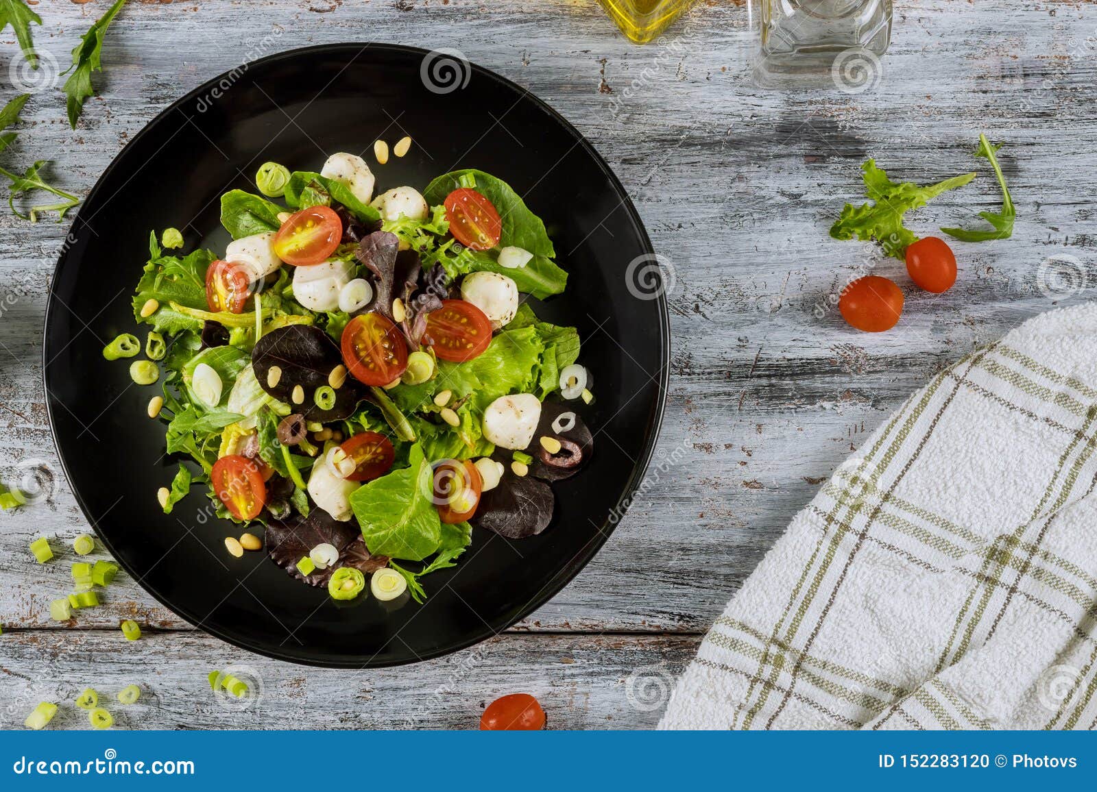 Tomato Salad With Cottage Cheese Olive Oil Healthy Food Spring