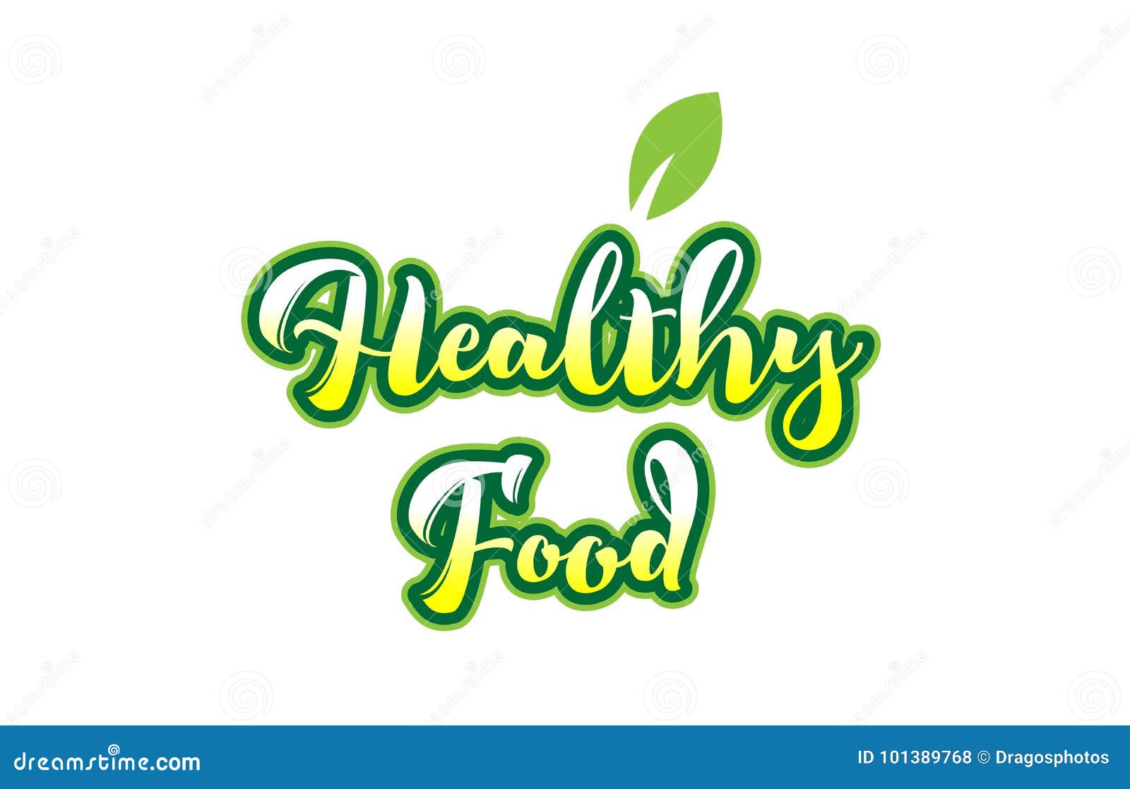 Healthy Food Word Font Text Typographic Logo Design with Green L Stock ...