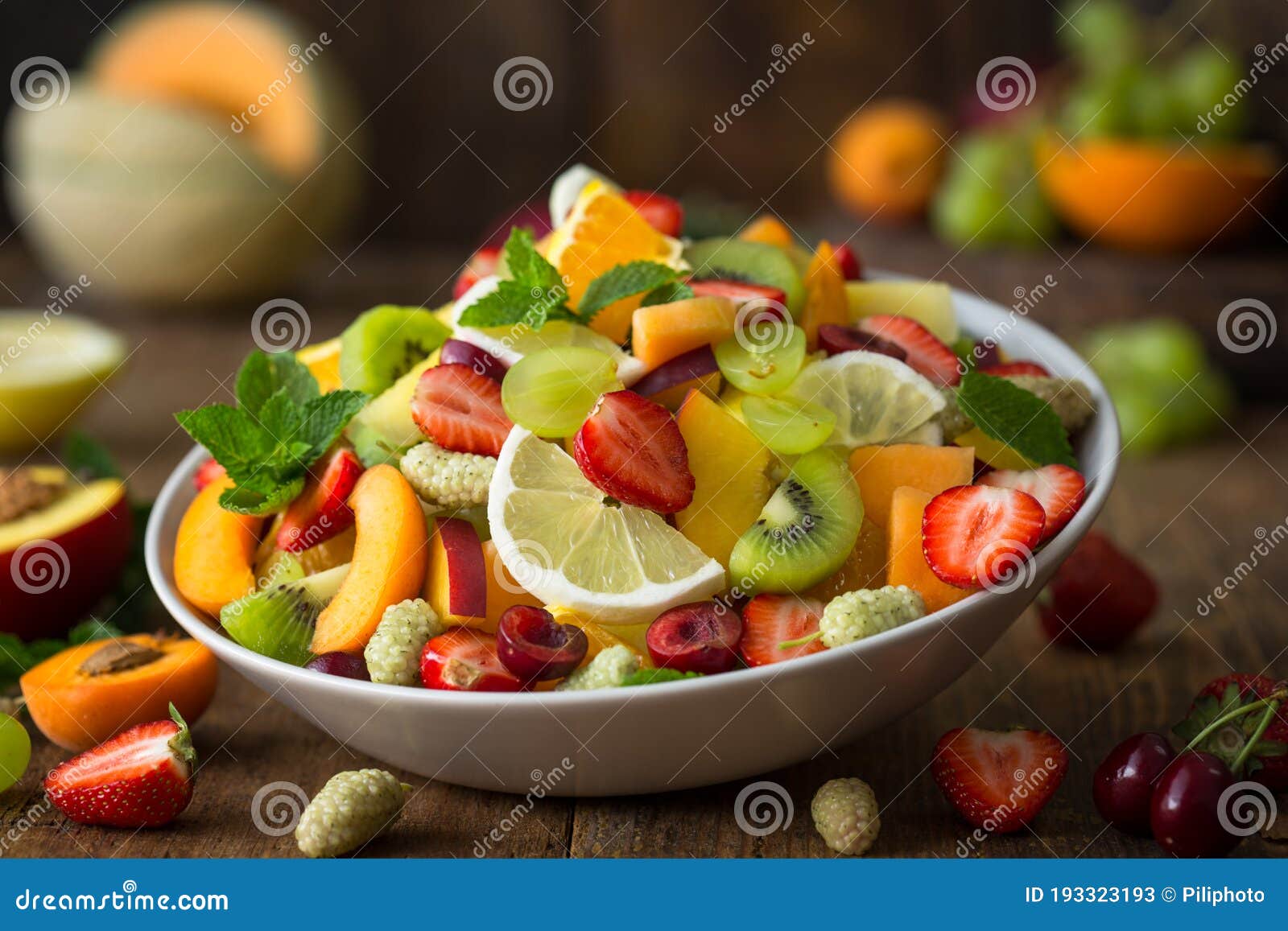 Healthy Fresh Fruit Salad in the Bowl Stock Image - Image of berry ...