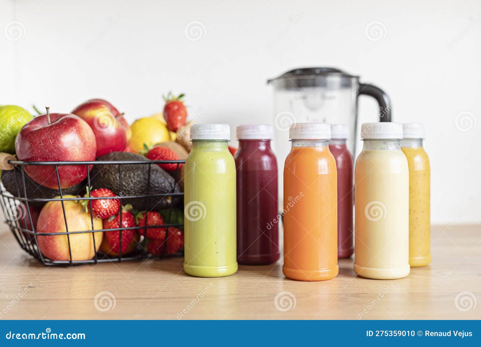 Healthy Fresh Fruit and Vegetable Smoothies with Assorted Ingredients