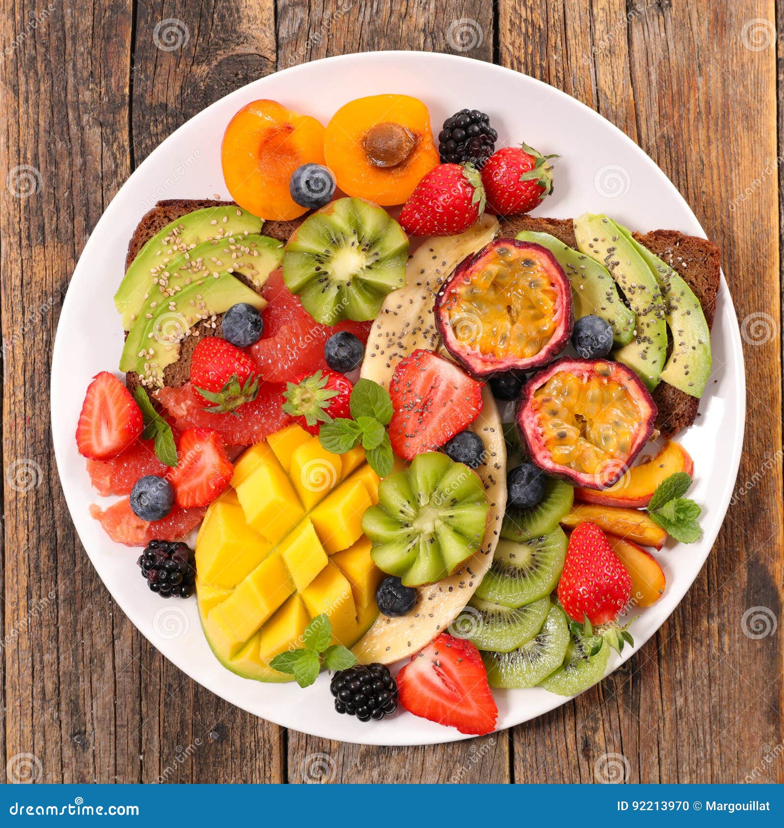 Healthy fruit breakfast stock photo. Image of dieting 92213970