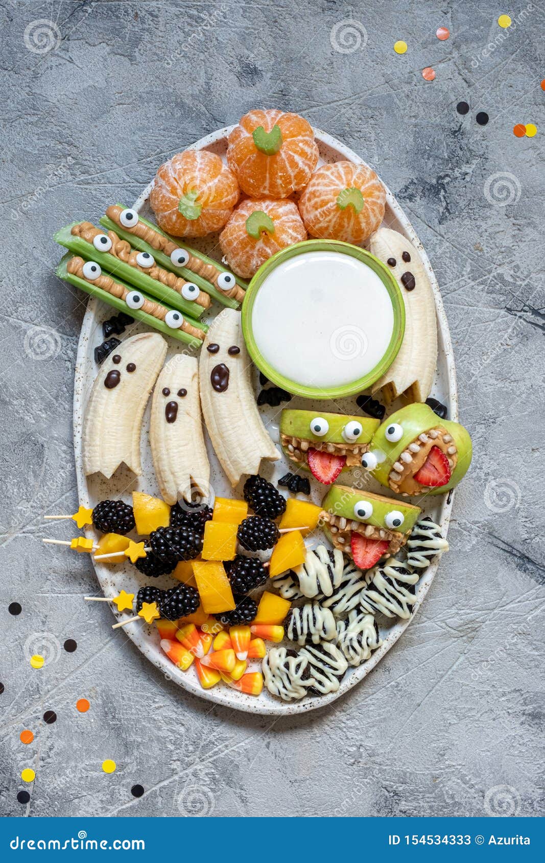 Healthy Fruit Halloween Treats. Stock Image - Image of cute, candy ...