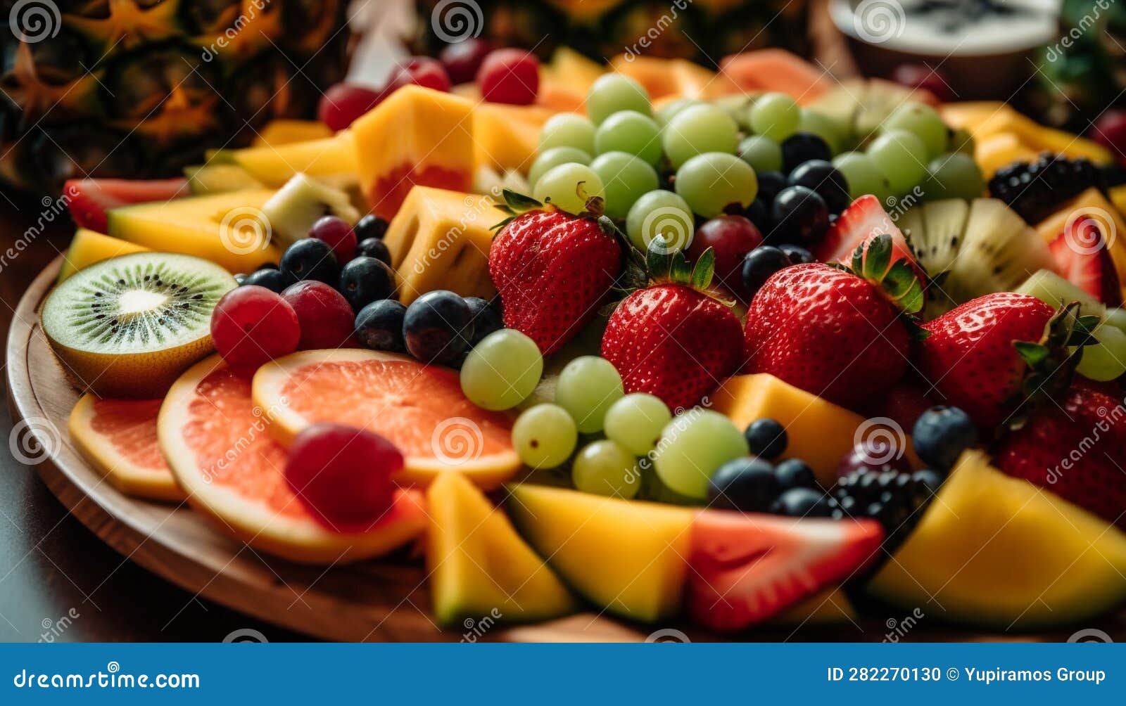 Healthy Fruit Salad Buffet with Multi Colored Organic Berries and