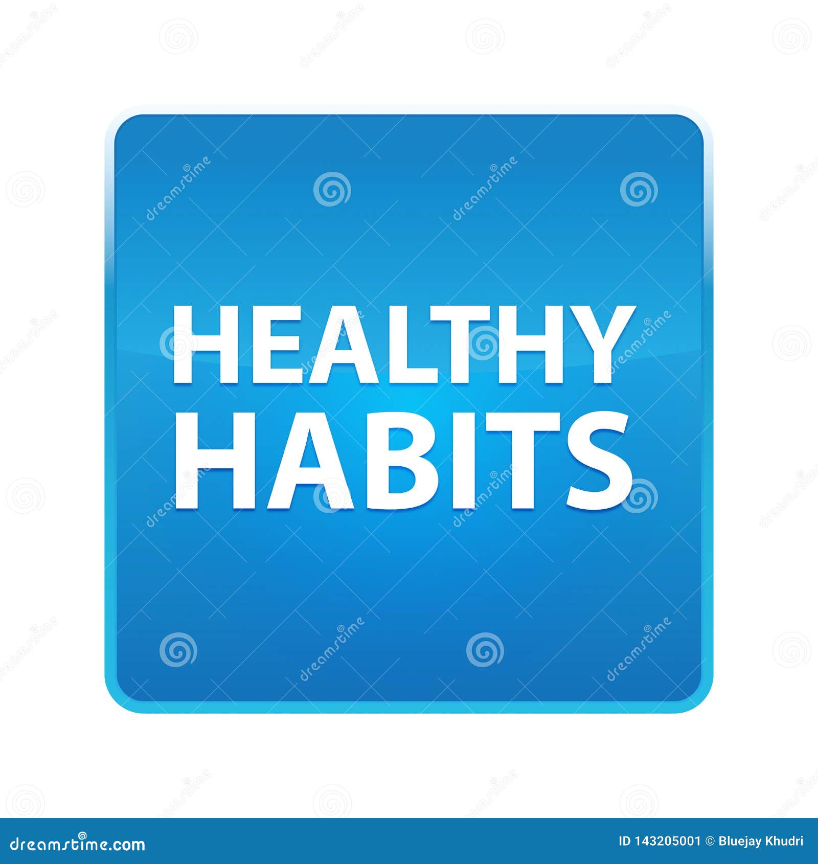 healthy habits shiny blue square button
