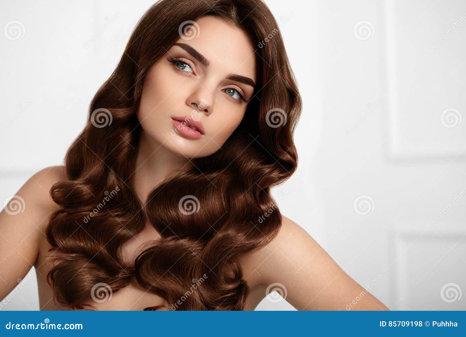 Healthy Hair. Beautiful Woman with Long Wavy Hair Style. Curls Stock Photo  - Image of health, beauty: 85709198