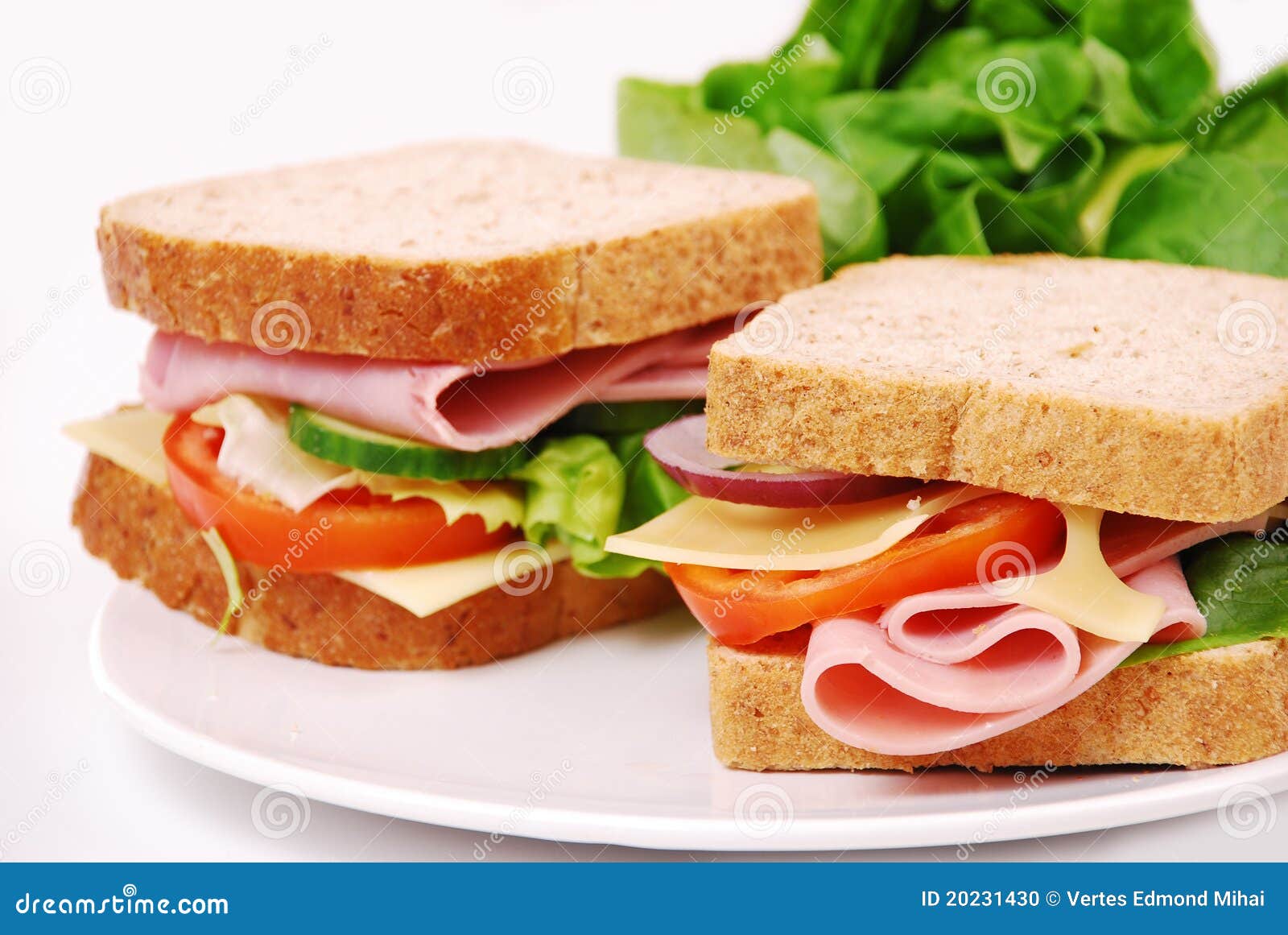 Healthy ham sandwich with stock photo. Image of isolated 20231430