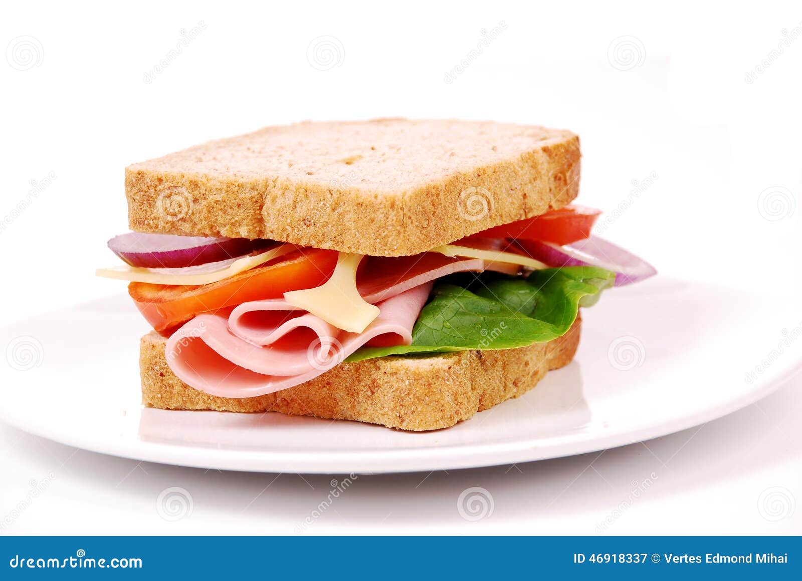 Healthy Ham Sandwich with Cheese, Tomatoes Stock Image Image of