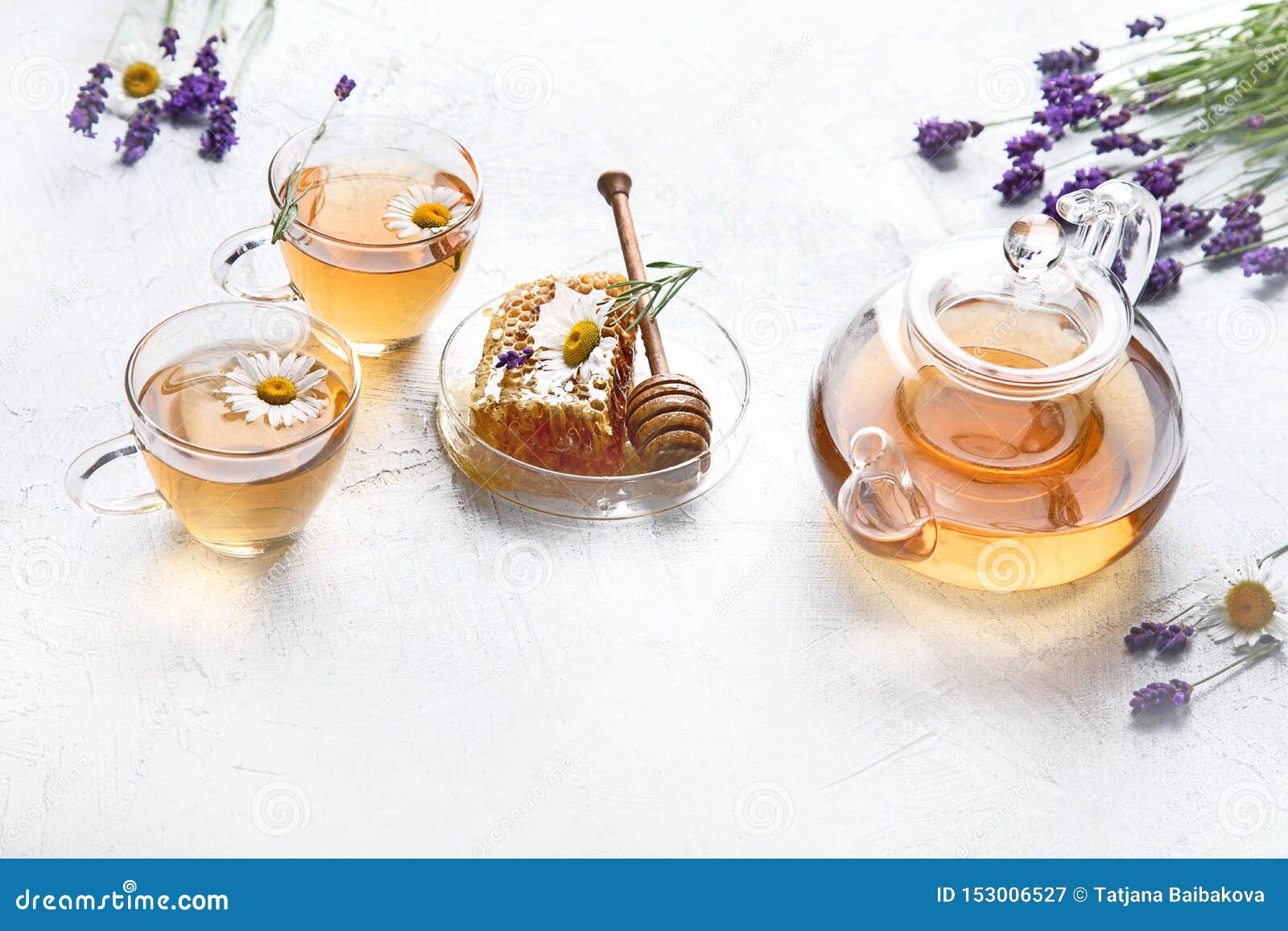 Herbal Tea With Lavender. Dried Lavender Flowers For Tea. A Mixture Of