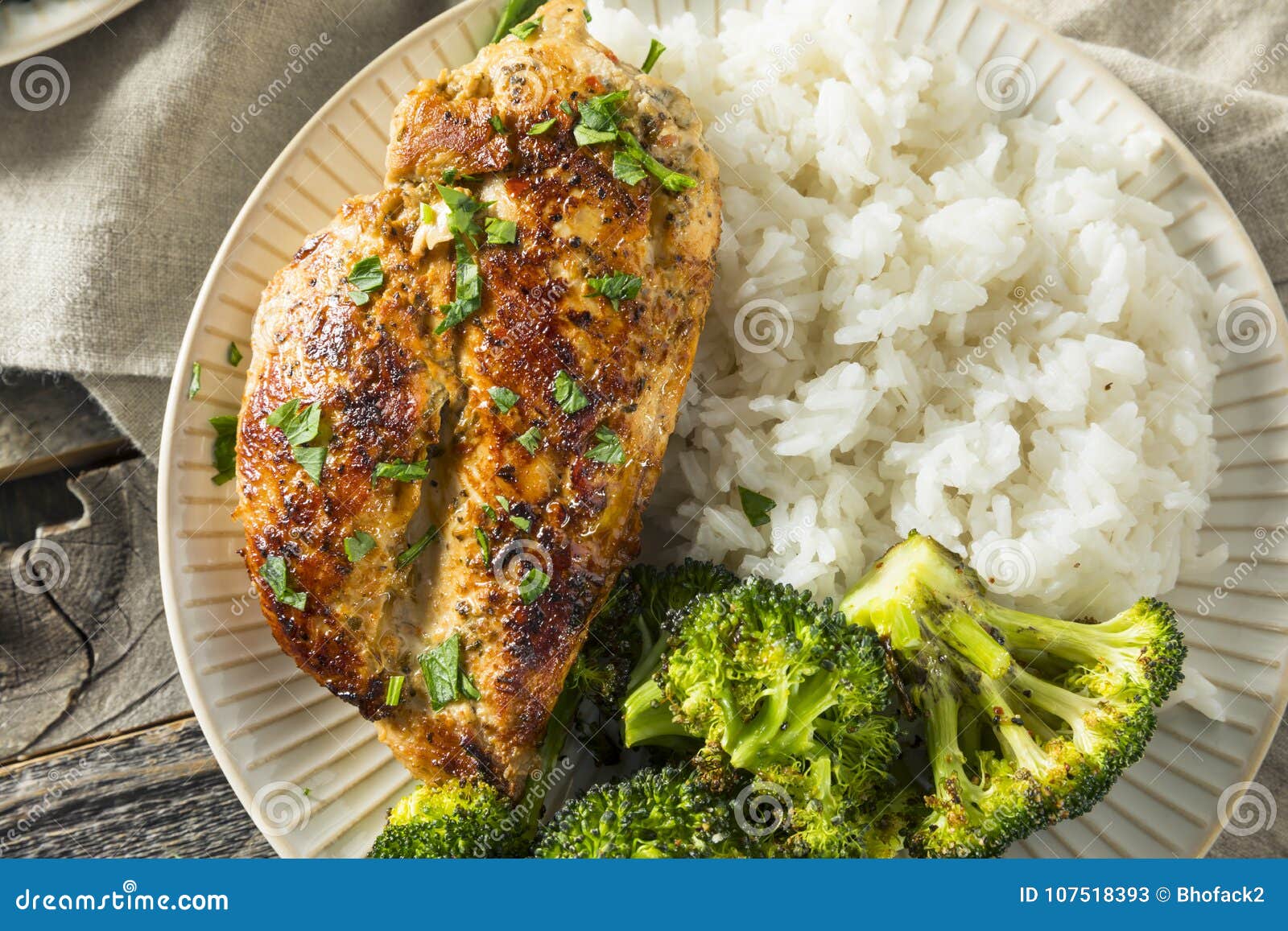 Healthy Homemade Chicken Breast and Rice Stock Image - Image of meat