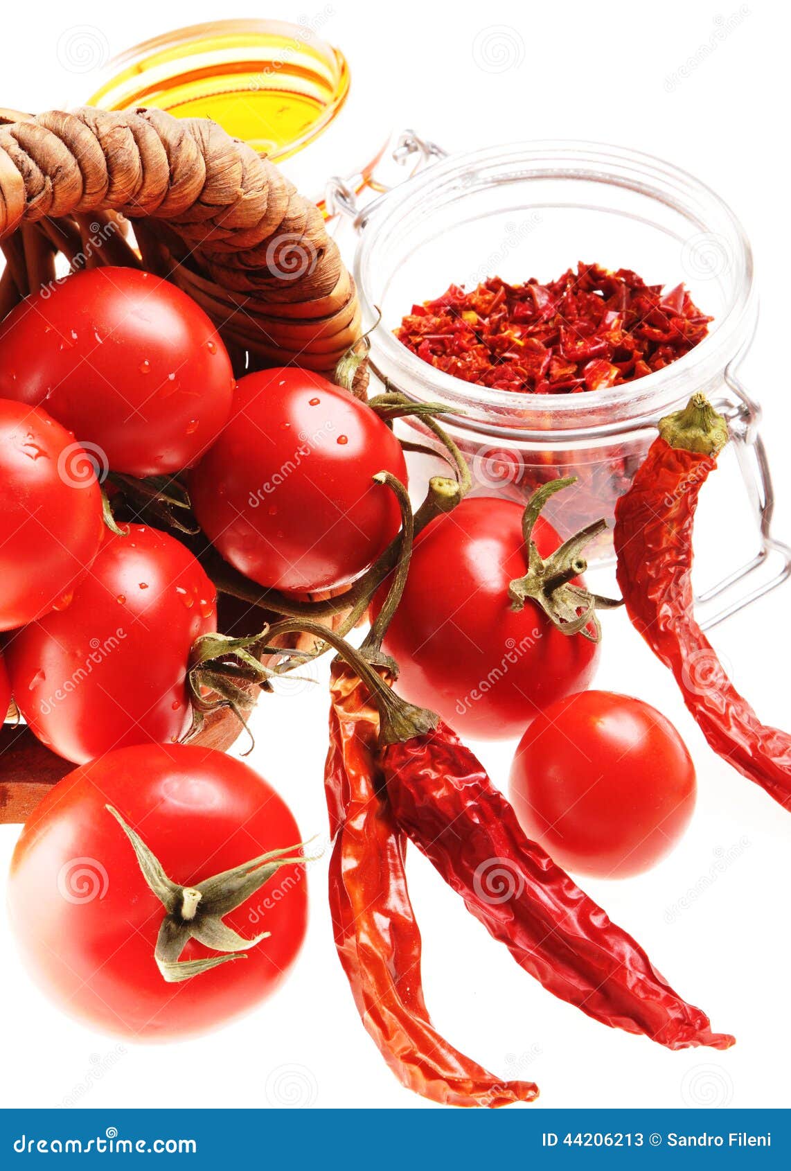 healthy italian raw food: cherry tomatoes,red chil