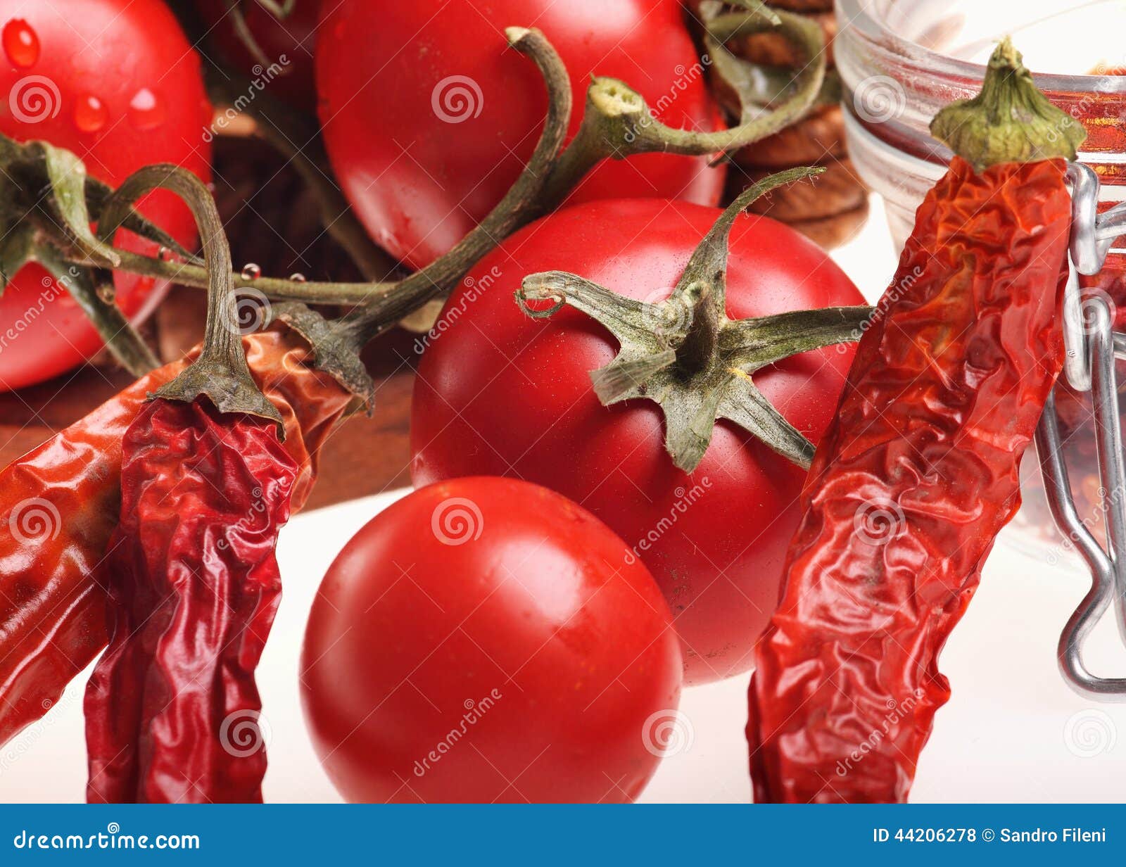 healthy italian raw food: cherry tomatoes,red chil