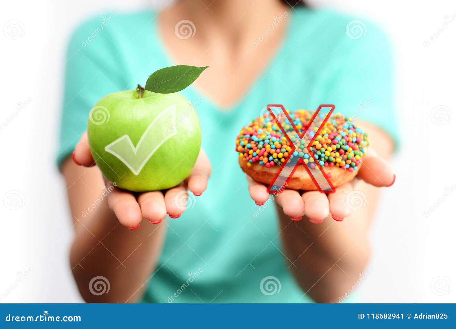 healthy lifestyle concept, choose healthy fruits and not processed sweets