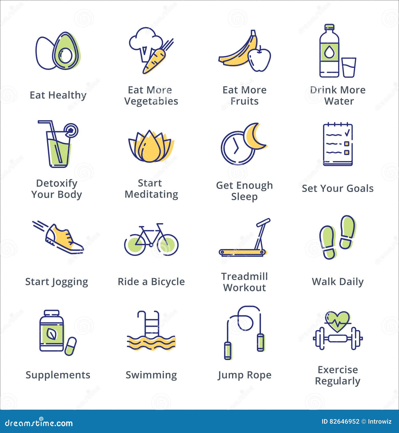 healthy lifestyle icons - outline series