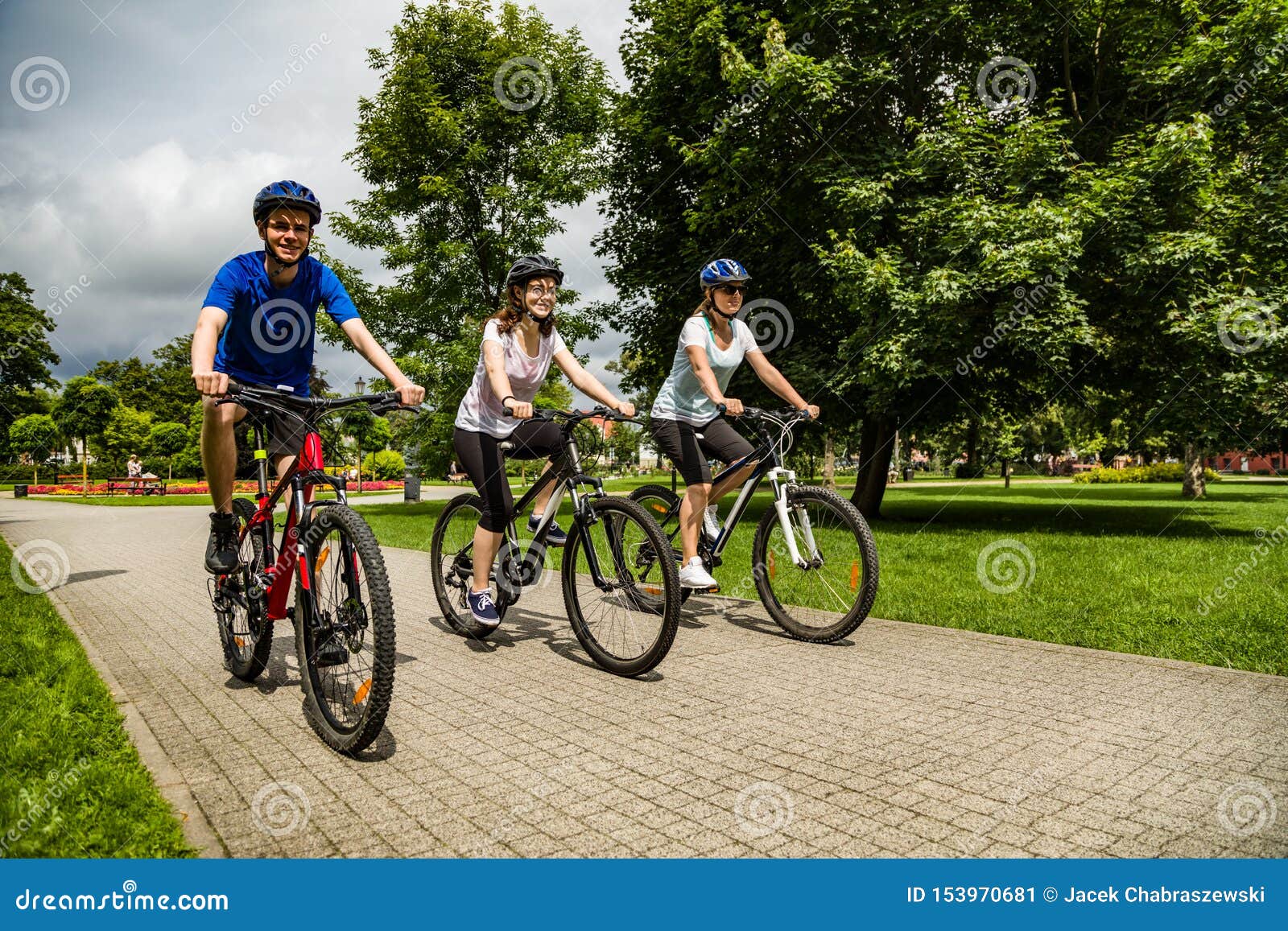 Healthy Lifestyle People Riding Bicycles In City Park Stock Image Image Of Lifestyle Group