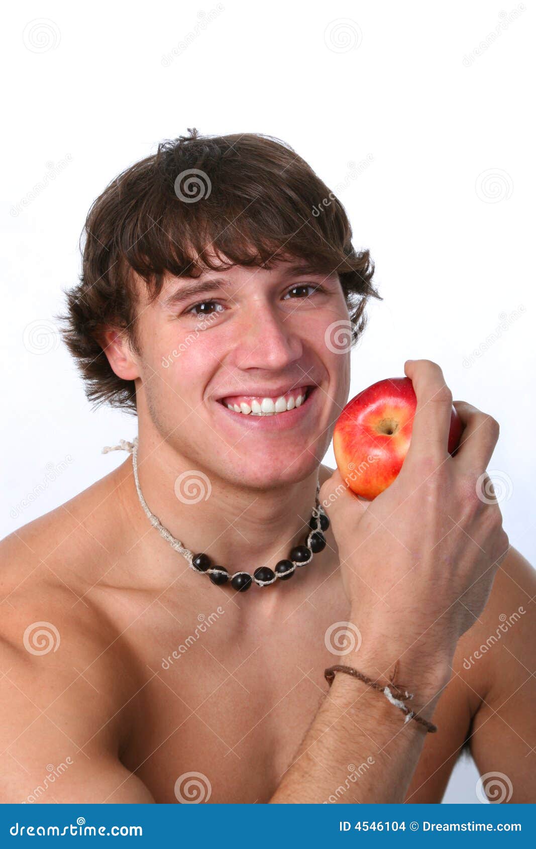 Healthy Looking Young Man Holding Apple Stock Photo 
