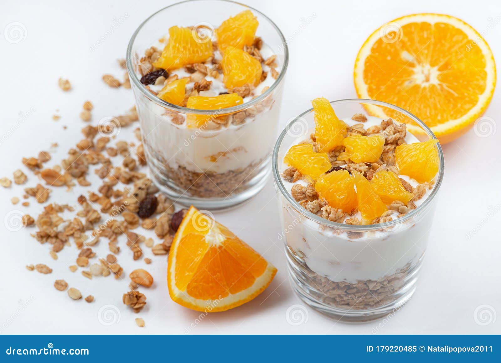 Healthy Meal Made of Granola, Yogurt and Fruits. Delicious Food for