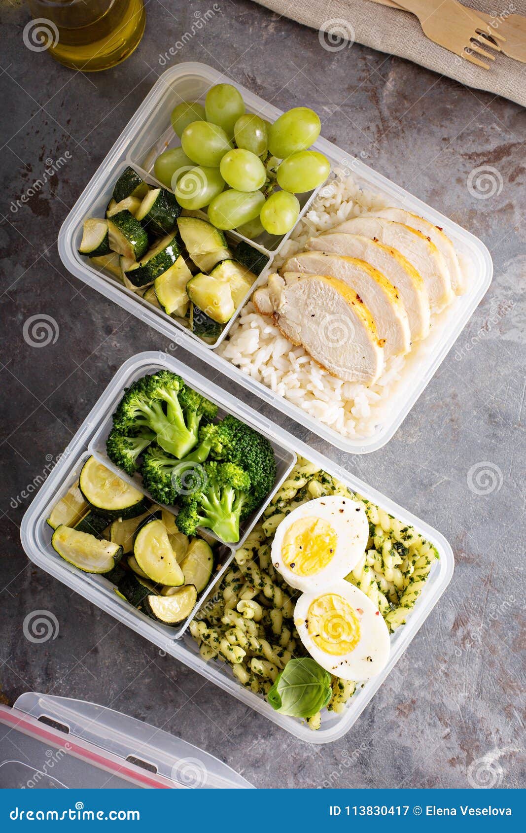 Healthy Meal Prep Containers with Chicken and Rice Stock Image Image