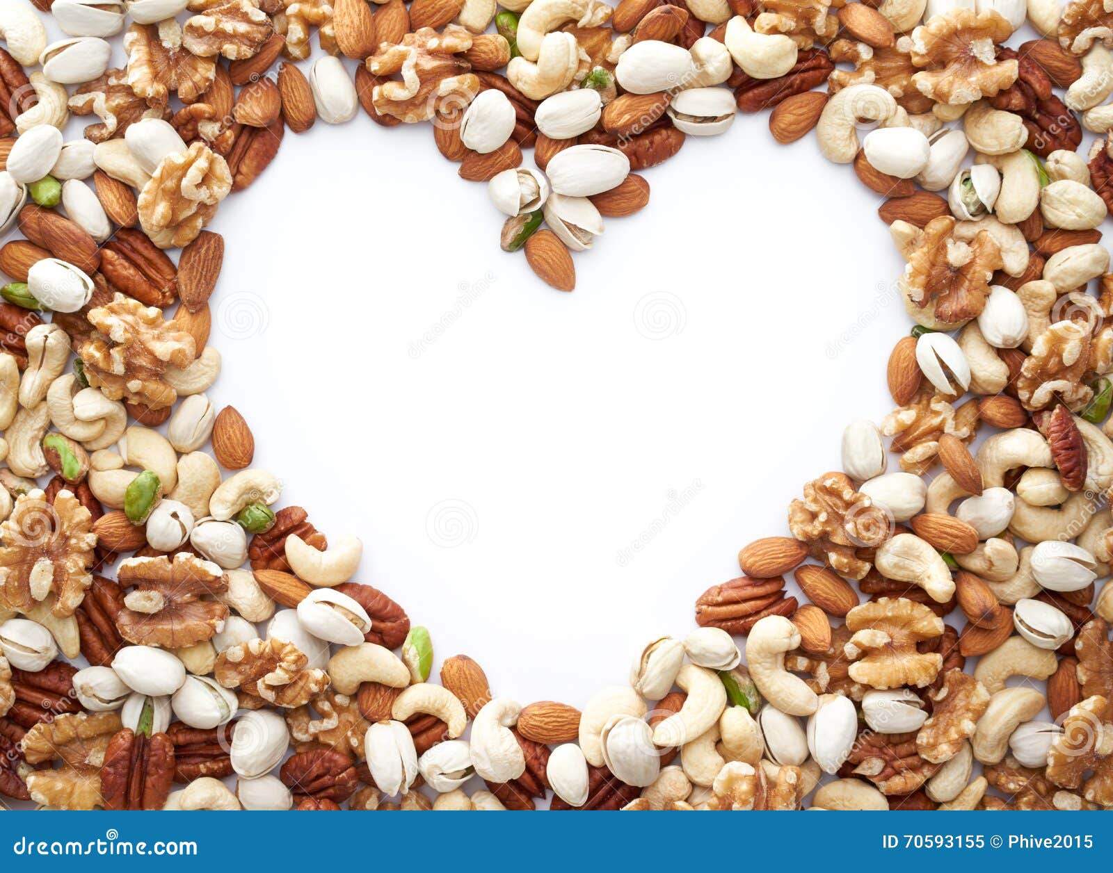 Healthy Nuts Framing a Heart Shape Stock Image Image of food, heart 70593155