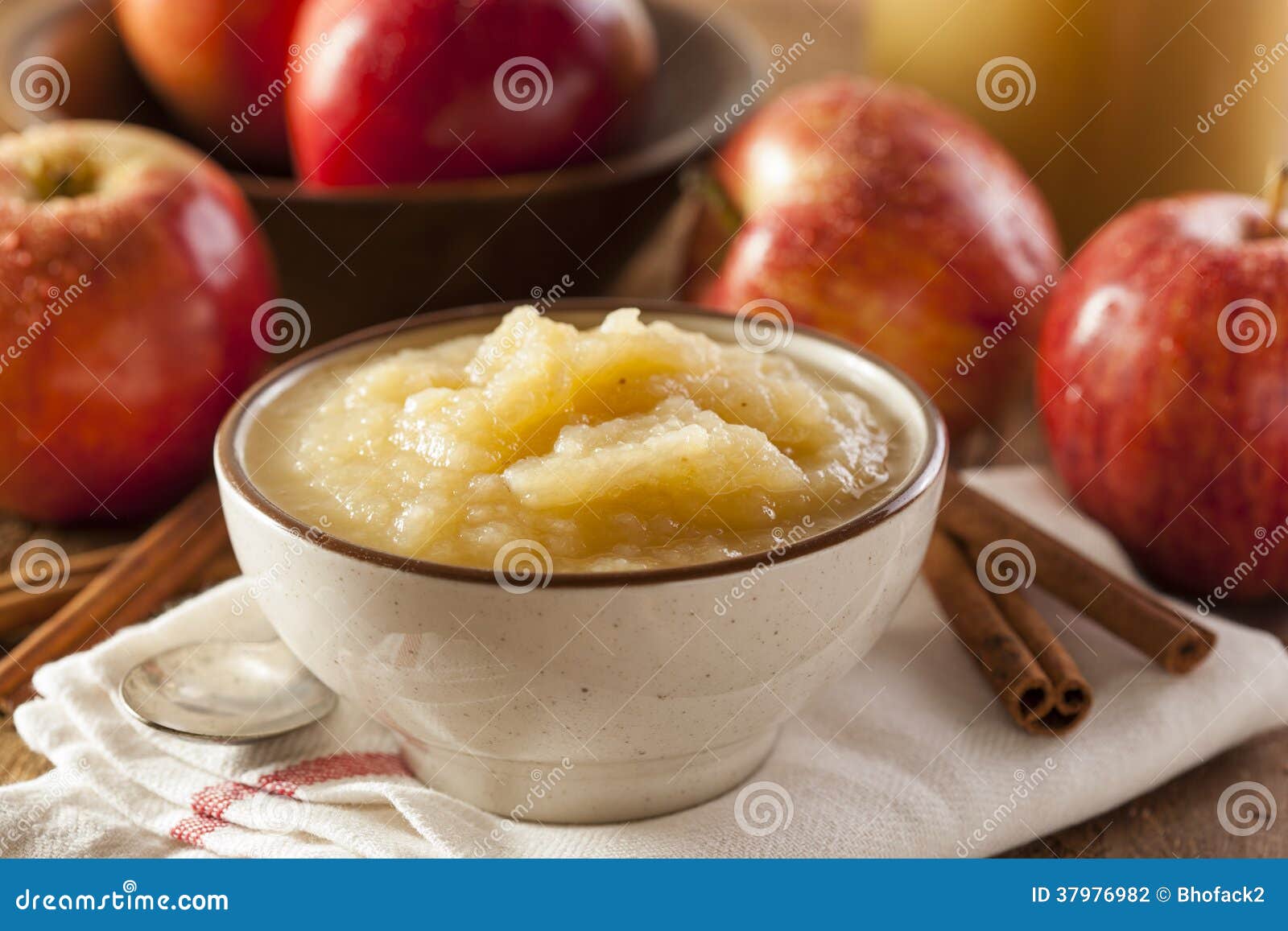 Healthy Organic Applesauce with Cinnamon Stock Photo Image of cooked
