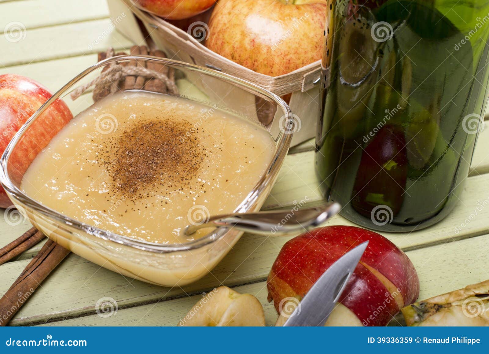 Healthy Organic Applesauce with Cinnamon Stock Image Image of yellow