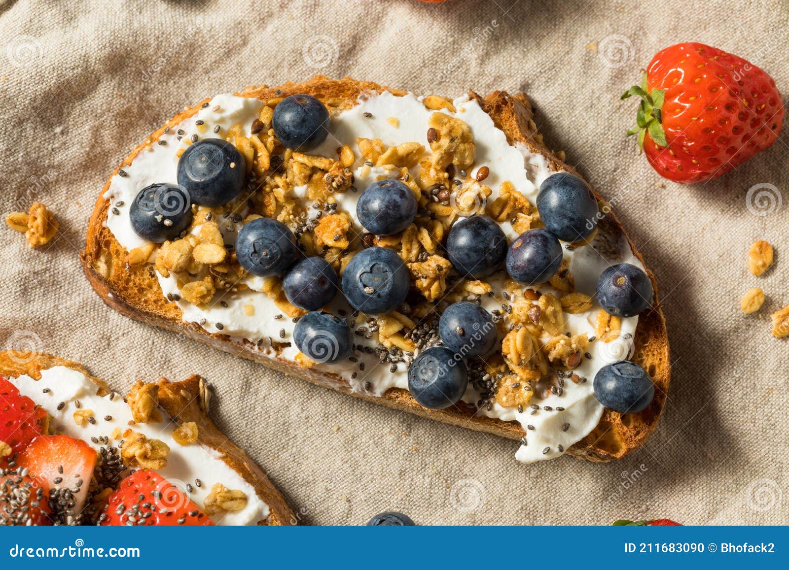 Healthy Organic Ricotta Cheese Breakfast Toasts Stock Photo Image of