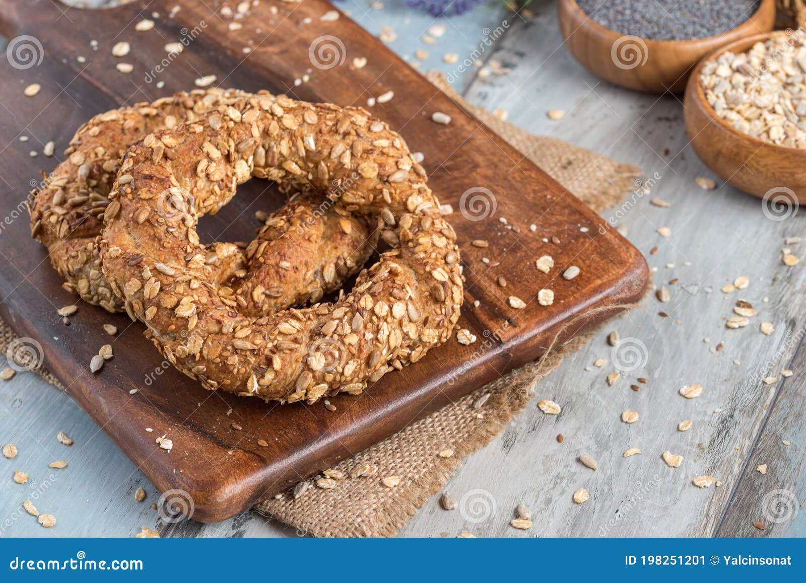 Healthy Organic Whole Grain Bagel for Breakfast Stock Image Image of
