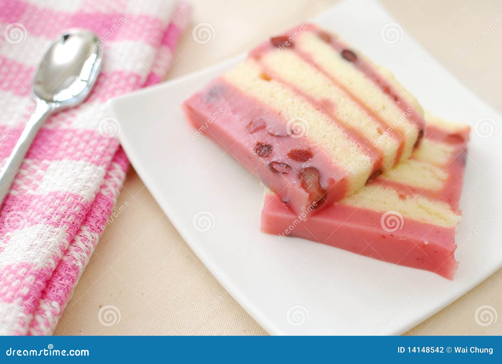 healthy red bean cake with spoon
