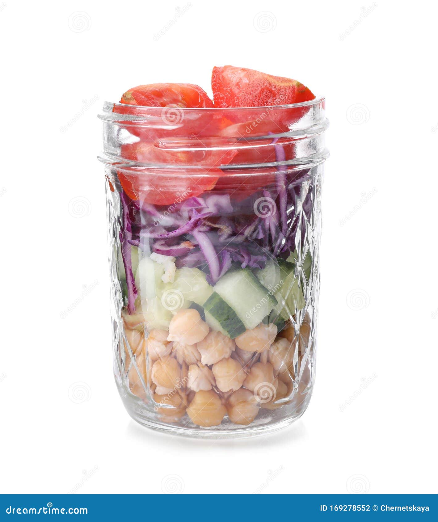 Healthy Salad in Glass Jar on White Stock Photo Image of cafe, white