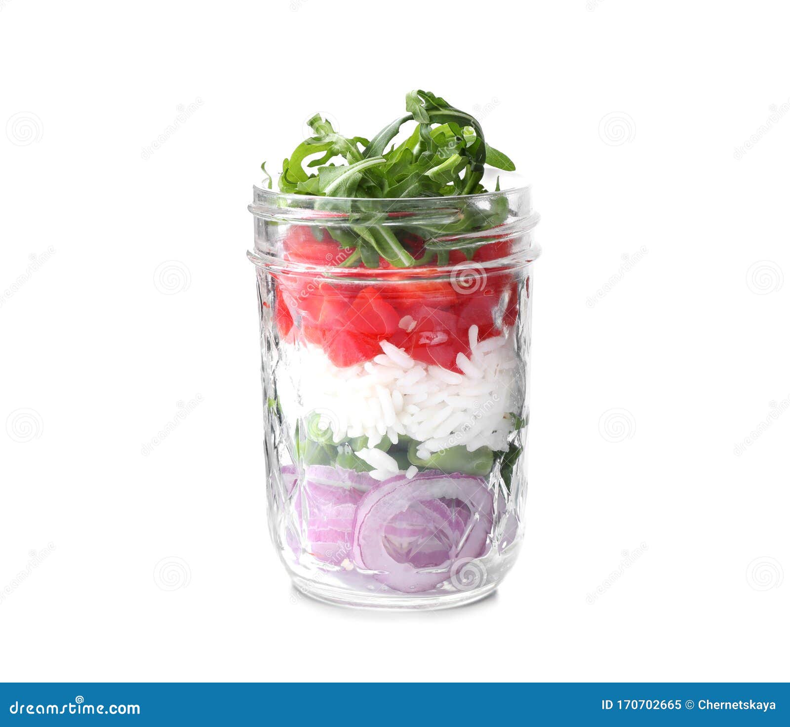Healthy Salad in Glass Jar Isolated Stock Image Image of cooking