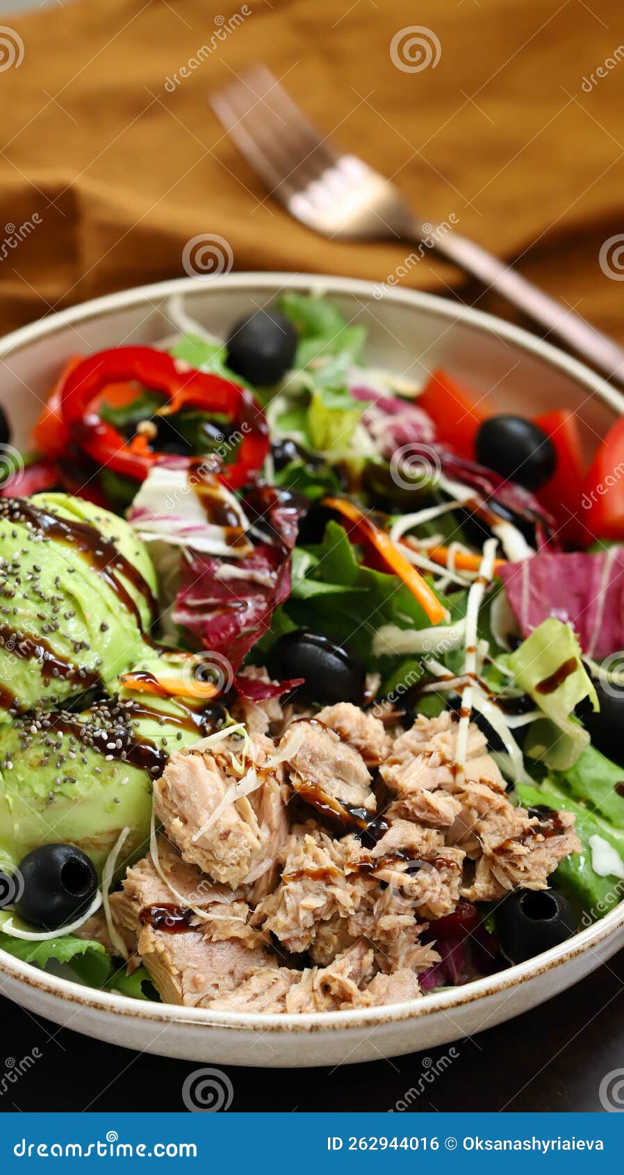 Healthy Salad with Tuna and Avocado. Diet Food Stock Photo Image of