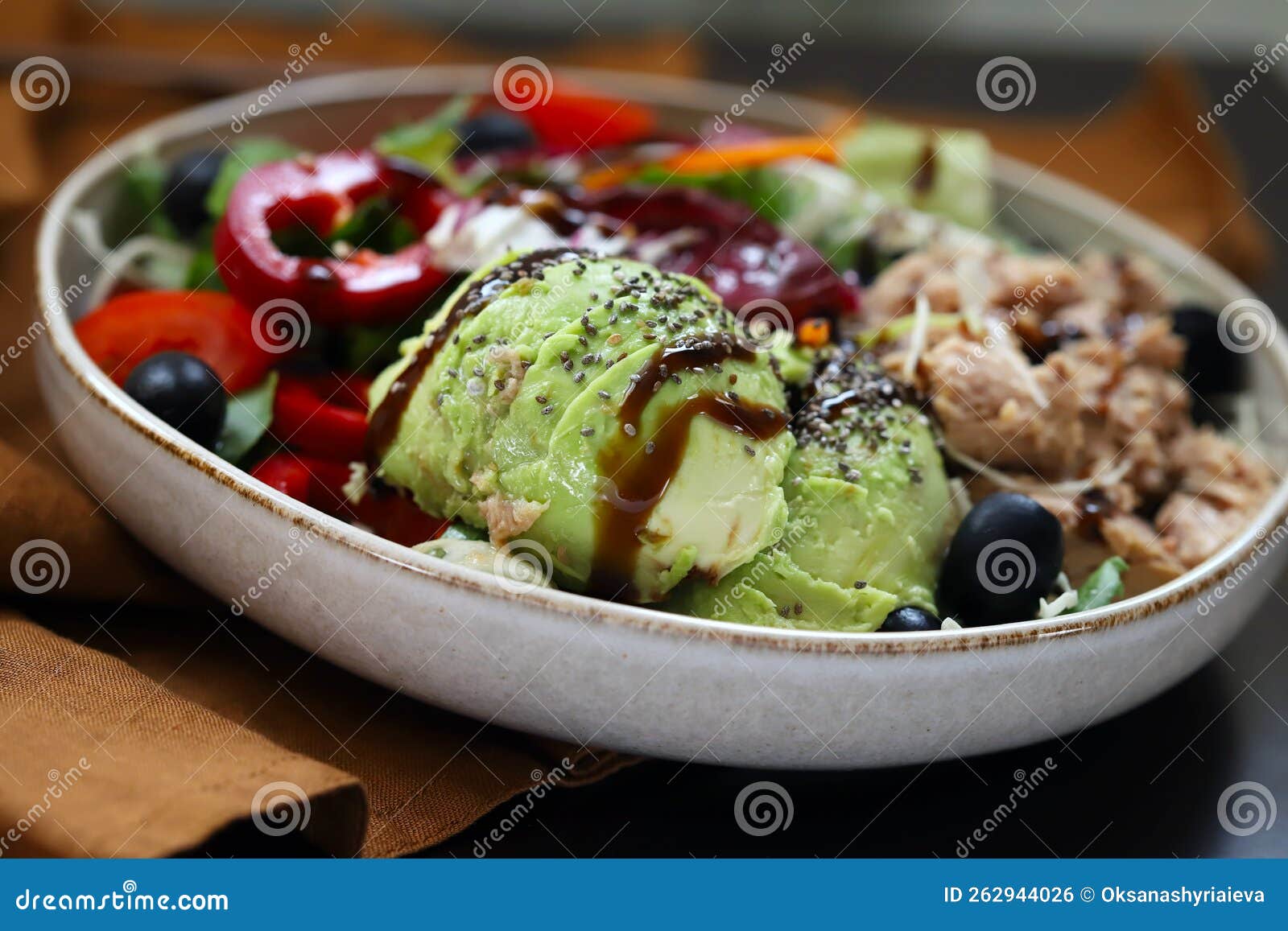 Healthy Salad with Tuna and Avocado. Diet Food Stock Photo Image of