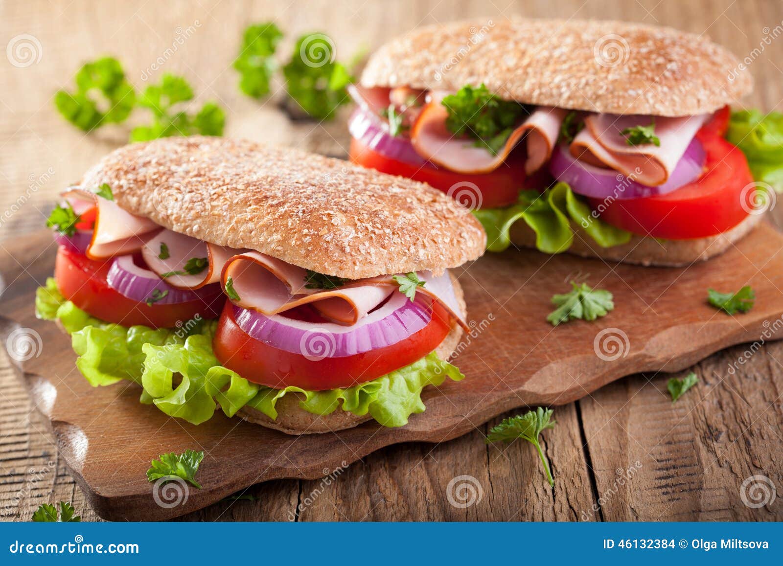 Healthy Sandwich with Ham Tomato and Lettuce Stock Photo Image of
