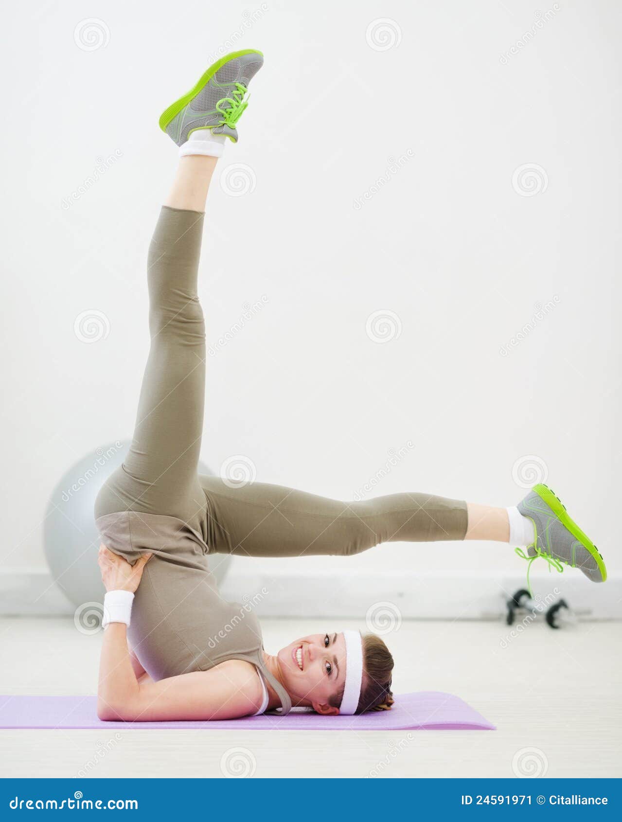 Healthy Slim Woman Doing Gymnastics Exercises Stock Image Image of