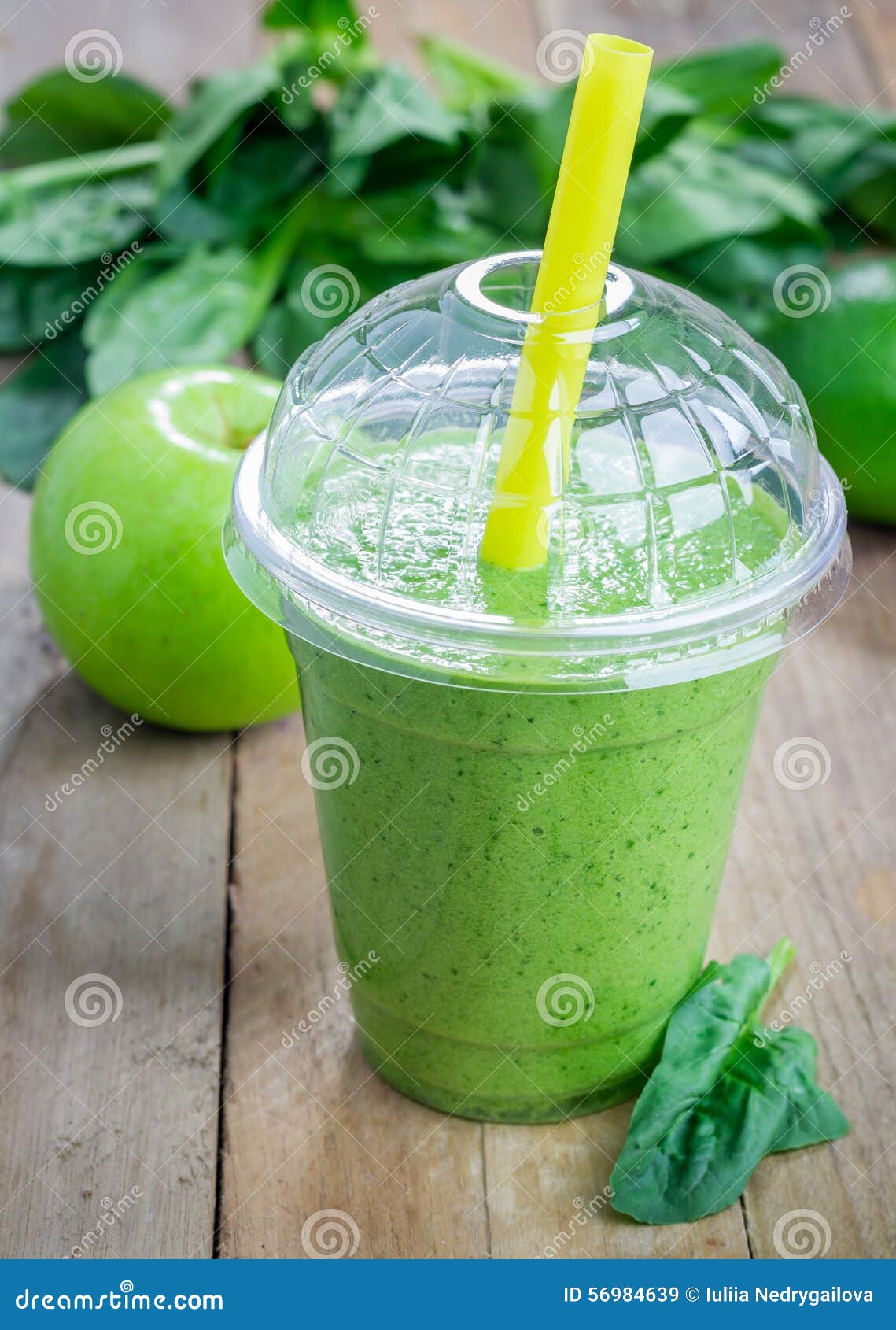 Healthy Smoothie with Green Apple, Spinach, Lime and Coconut Milk Stock