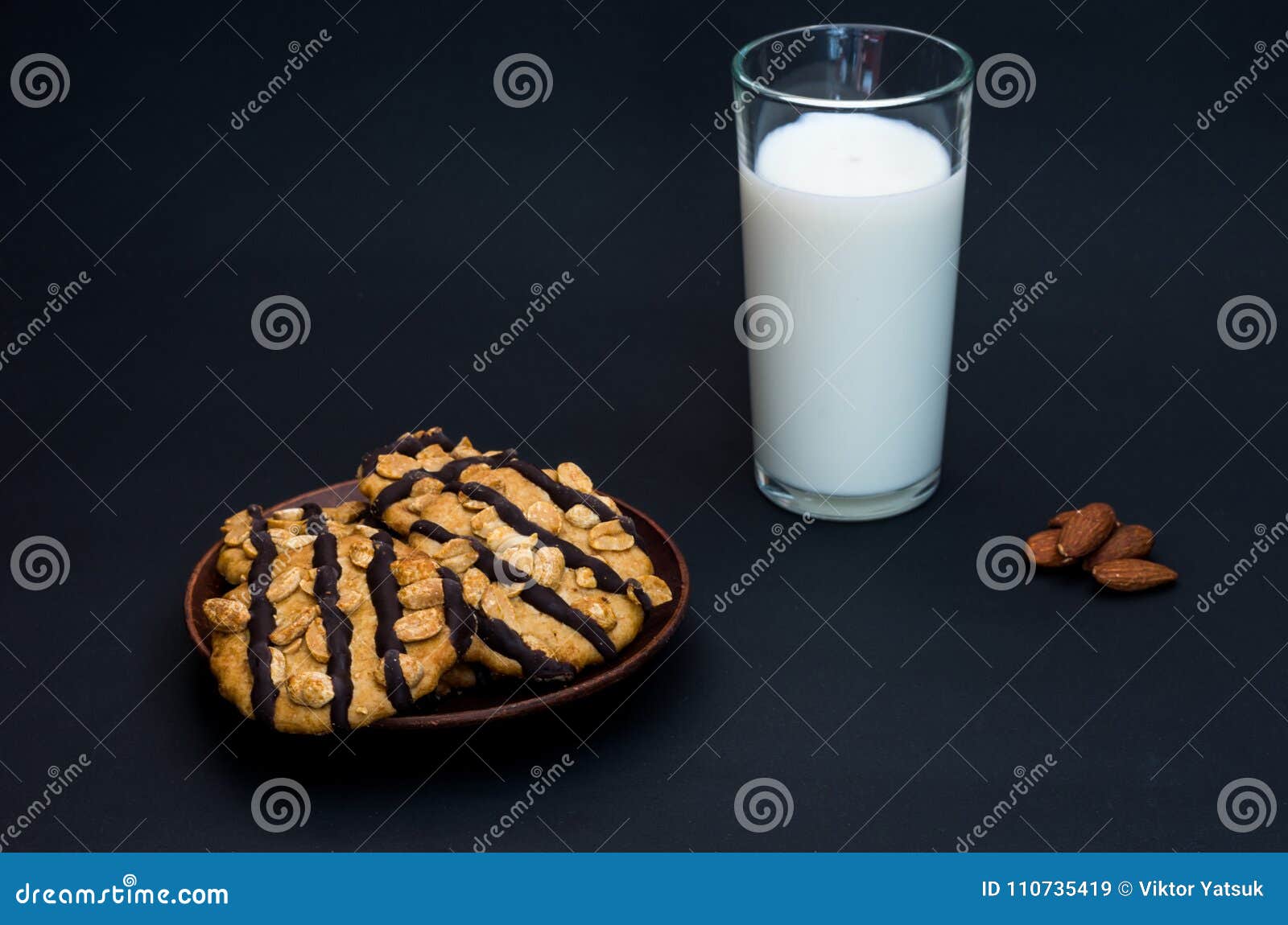 A Healthy Snack with Biscuits and Almond Milk. Stock Image Image of