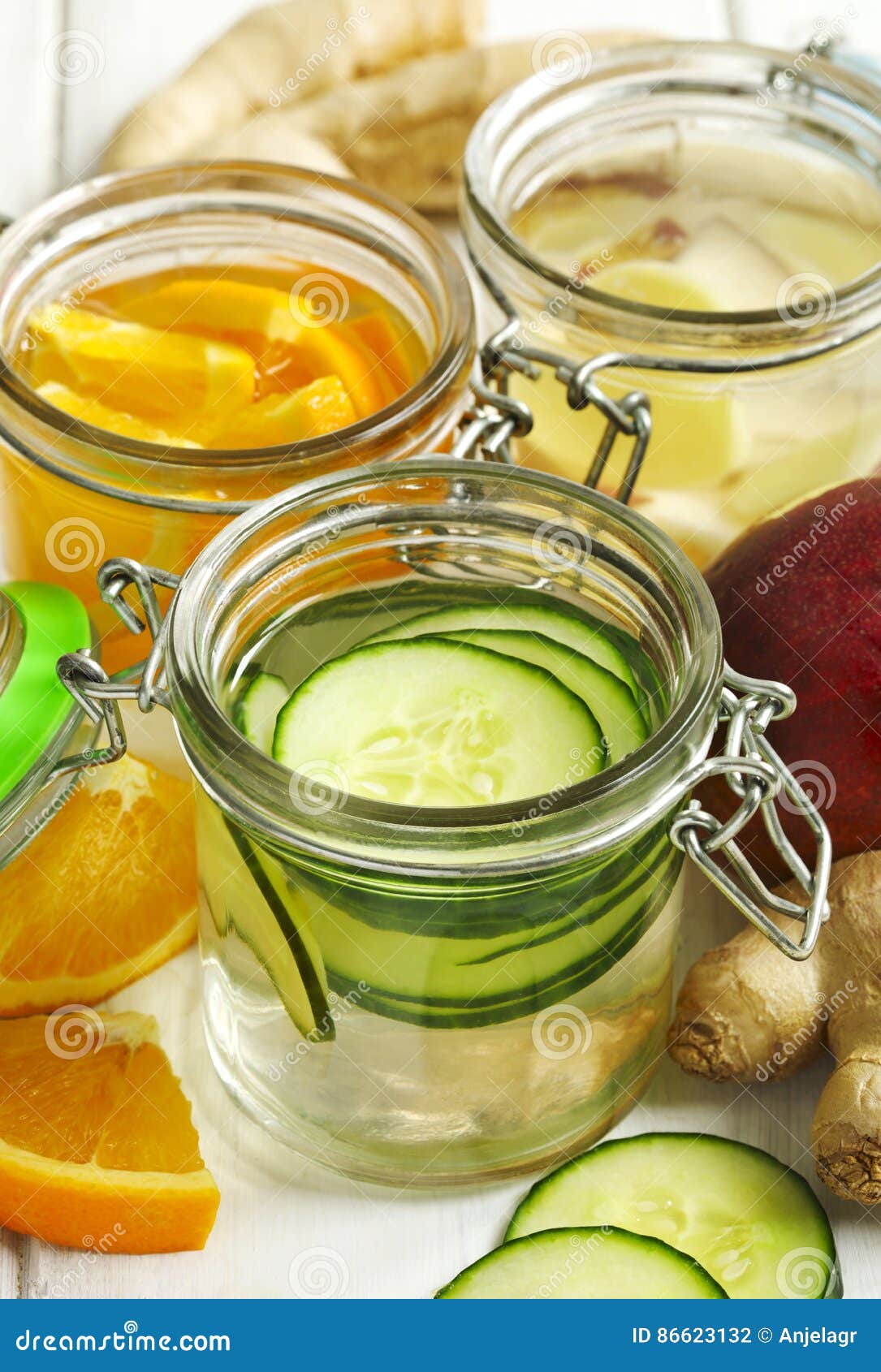 Healthy Spa Water with Fruit and Vegetable. Cucumber Spa Water, Stock