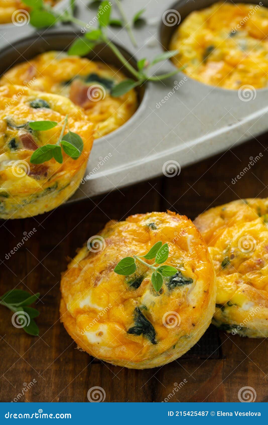 Healthy Spinach and Bacon Low Carb Egg Muffins Stock Image Image of