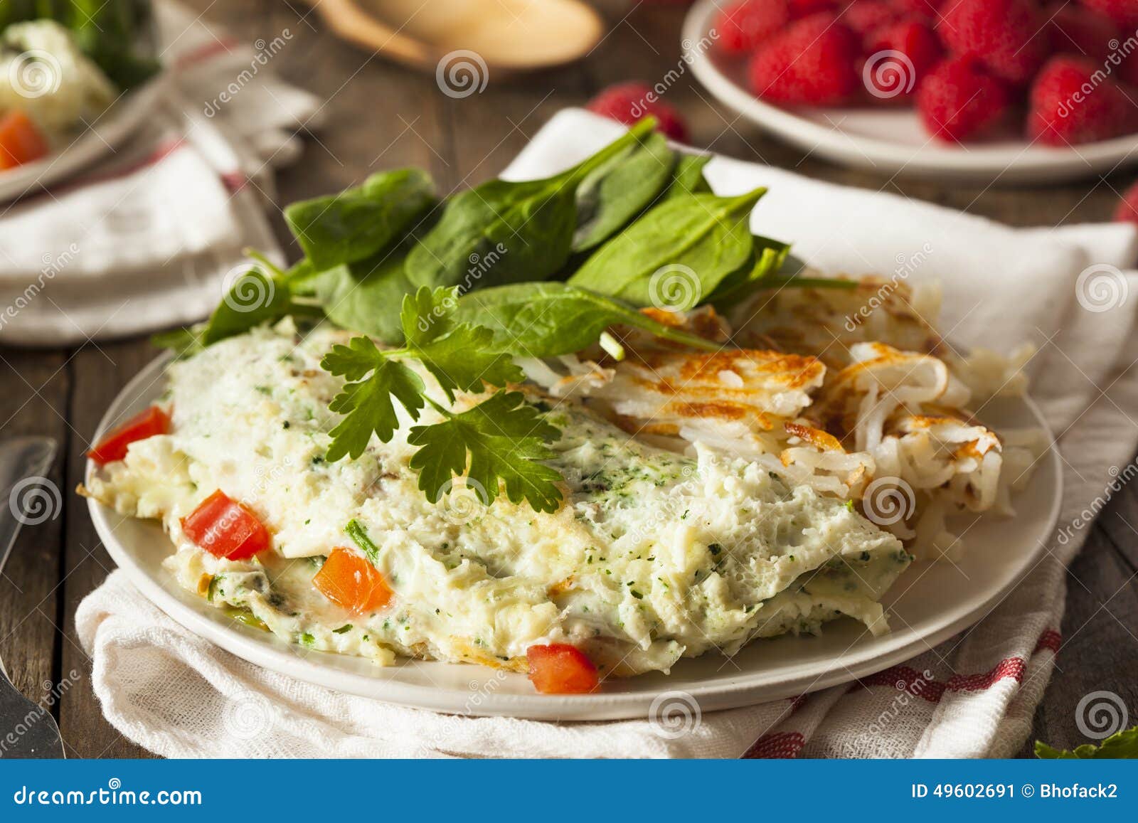 Healthy Spinach Egg White Omelette Stock Image Image of basil