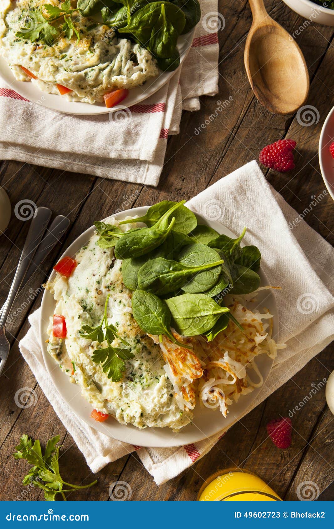 Healthy Spinach Egg White Omelette Stock Image Image of plate, salad