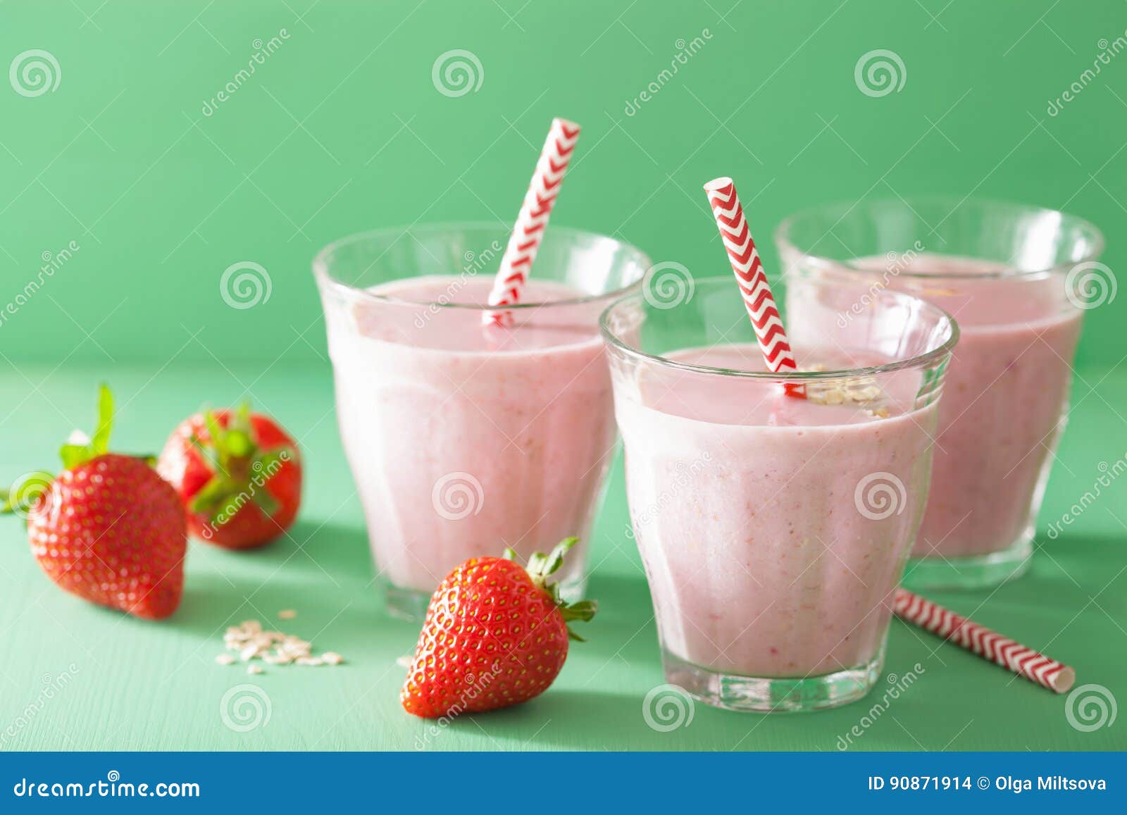 Healthy Strawberry Oat Smoothie in Glass Stock Photo Image of glass