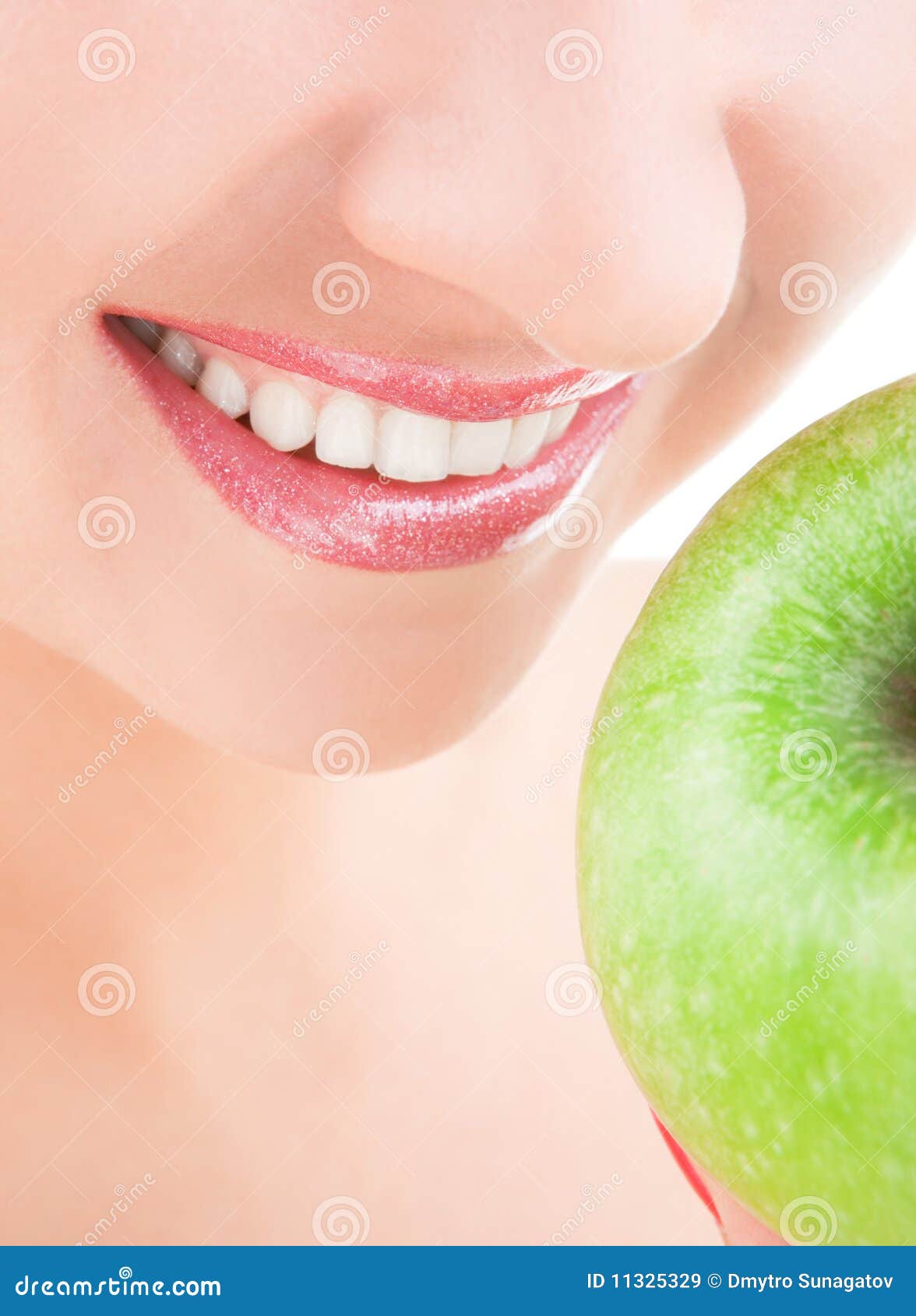 Healthy teeth and apple stock image. Image of lady, dental 11325329