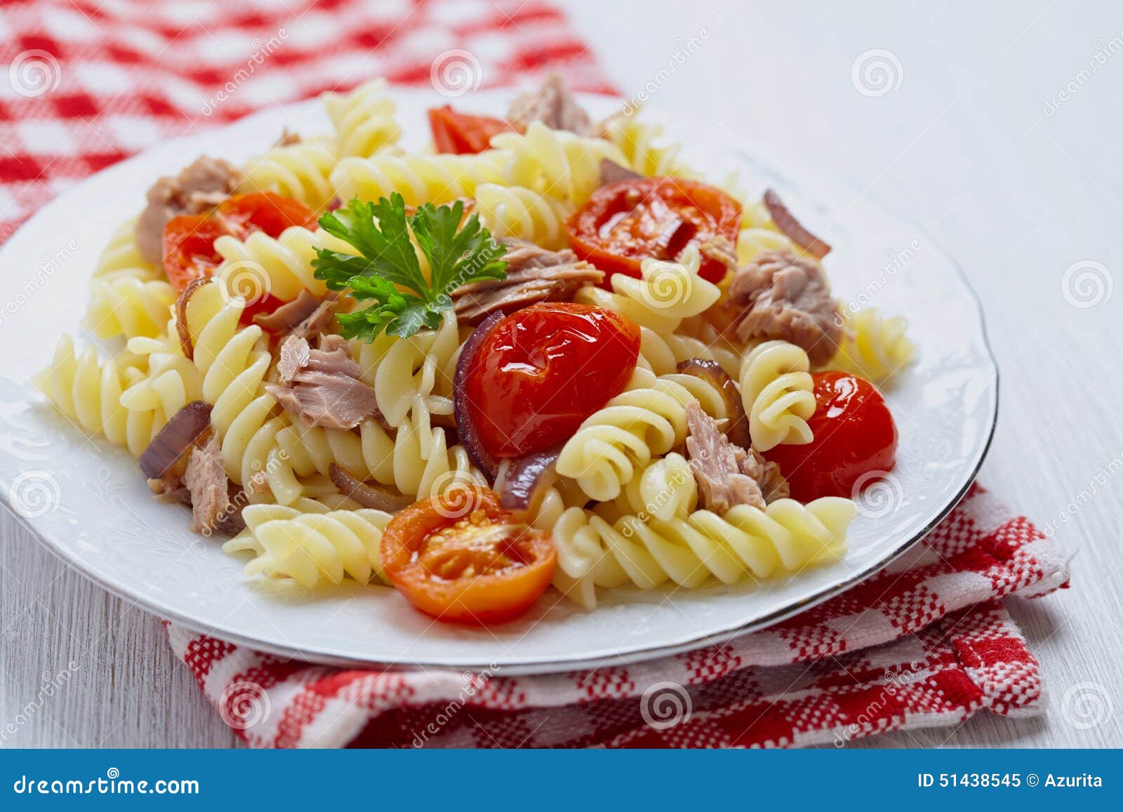 Healthy Tuna and Tomato Pasta Stock Image Image of seafood, cuisine 51438545