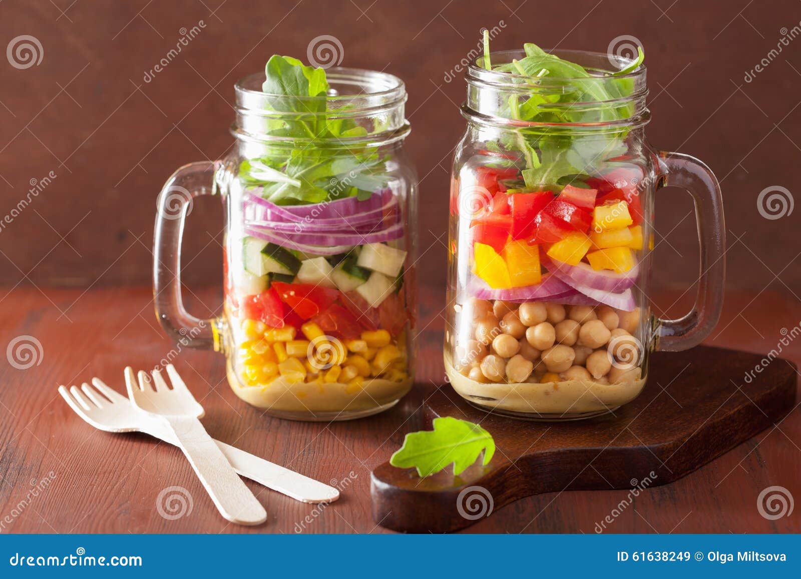 Healthy Vegetable Chickpea Salad in Mason Jar Stock Image Image of