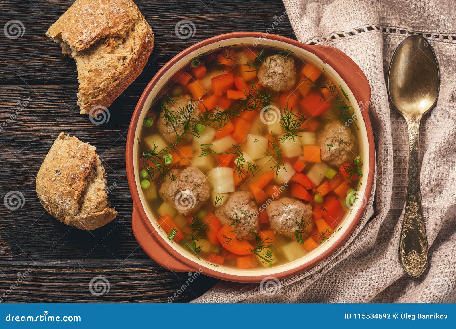 Healthy Vegetable Soup with Meatballs. Stock Photo Image of kitchen, homemade 115534692