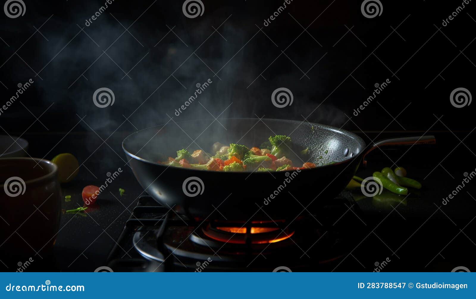 Healthy Vegetable Stew Cooked on Stove Top Generated by AI Stock