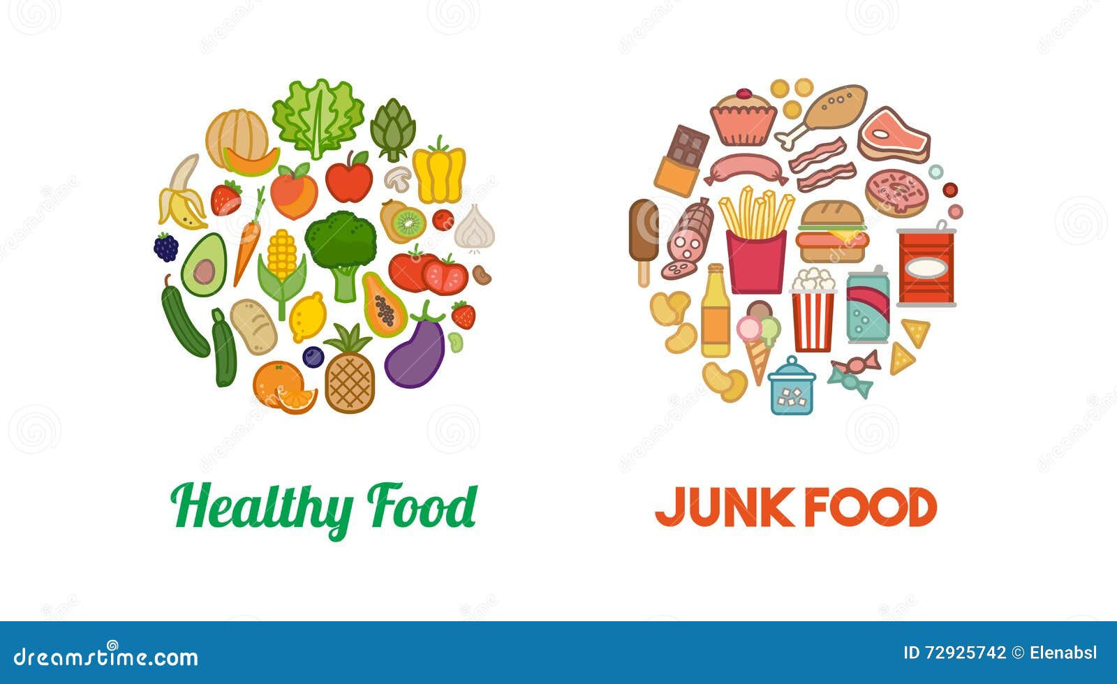 healthy vegetables and junk food