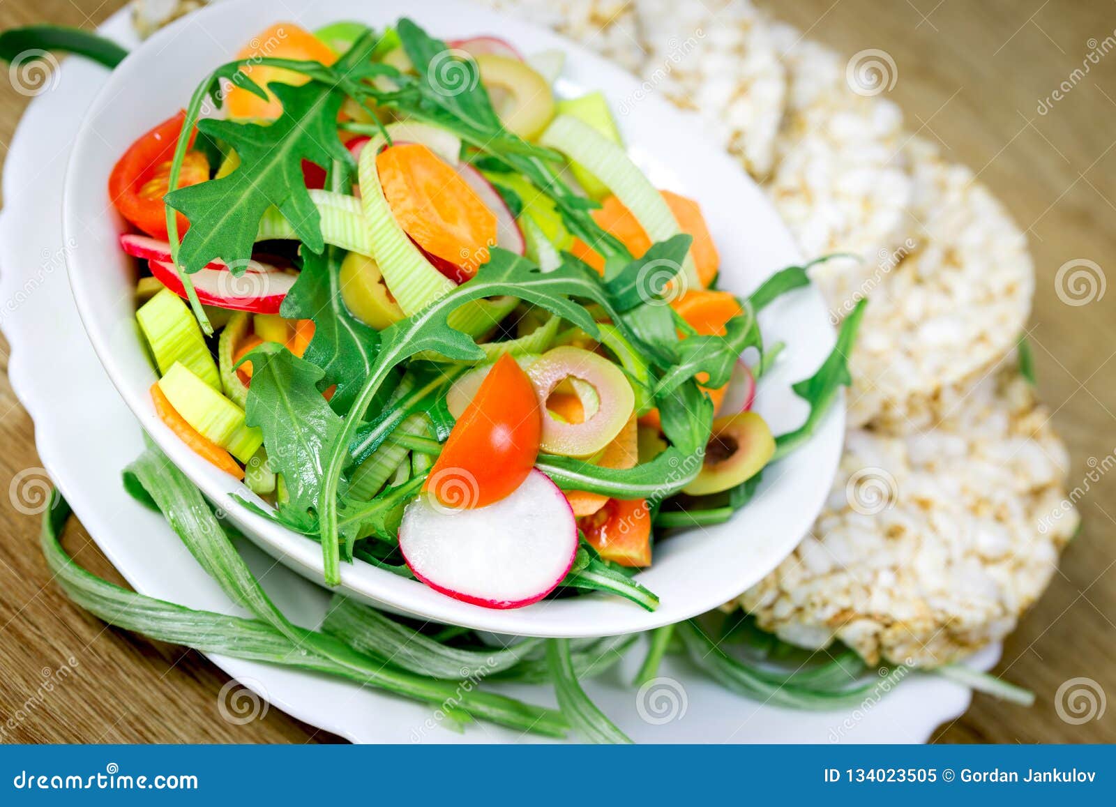 Healthy Vegetarian Meal Freshly Prepared Vegetable Salad Stock Image